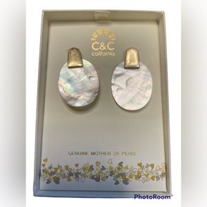 C&C California Mother Of Pearl Goldtone  Earrings Brand New #17
